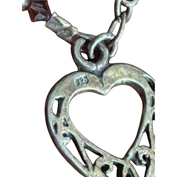 Vintage Sterling Silver Heart Arrow Toggle Clasp Glass Bead Bracelet Purple 6.75 - Picture 4 of 5